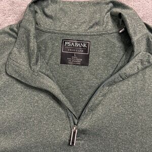 Jos A Bank Traveler Mens Quarter Zip‎ Pullover Shirt Top Size L Heather Green